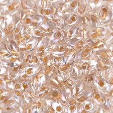 Miyuki long Magatama beads 4x7mm - Spkarkling honey beige lined crystal LMA-1522